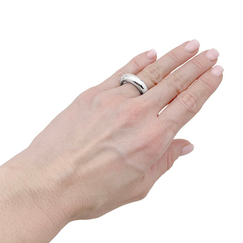 Bague 52 Chaumet Anneau - Bague jonc bombée en or blanc 750 58 Facettes 35249