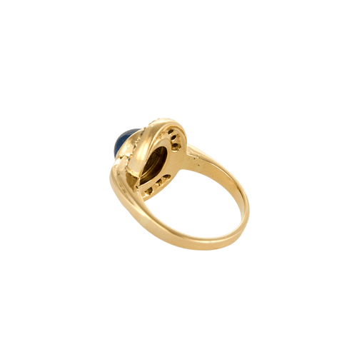 Bague 52 Bague sertie d’un saphir cabochon en or jaune et diamants 58 Facettes BO/240028/