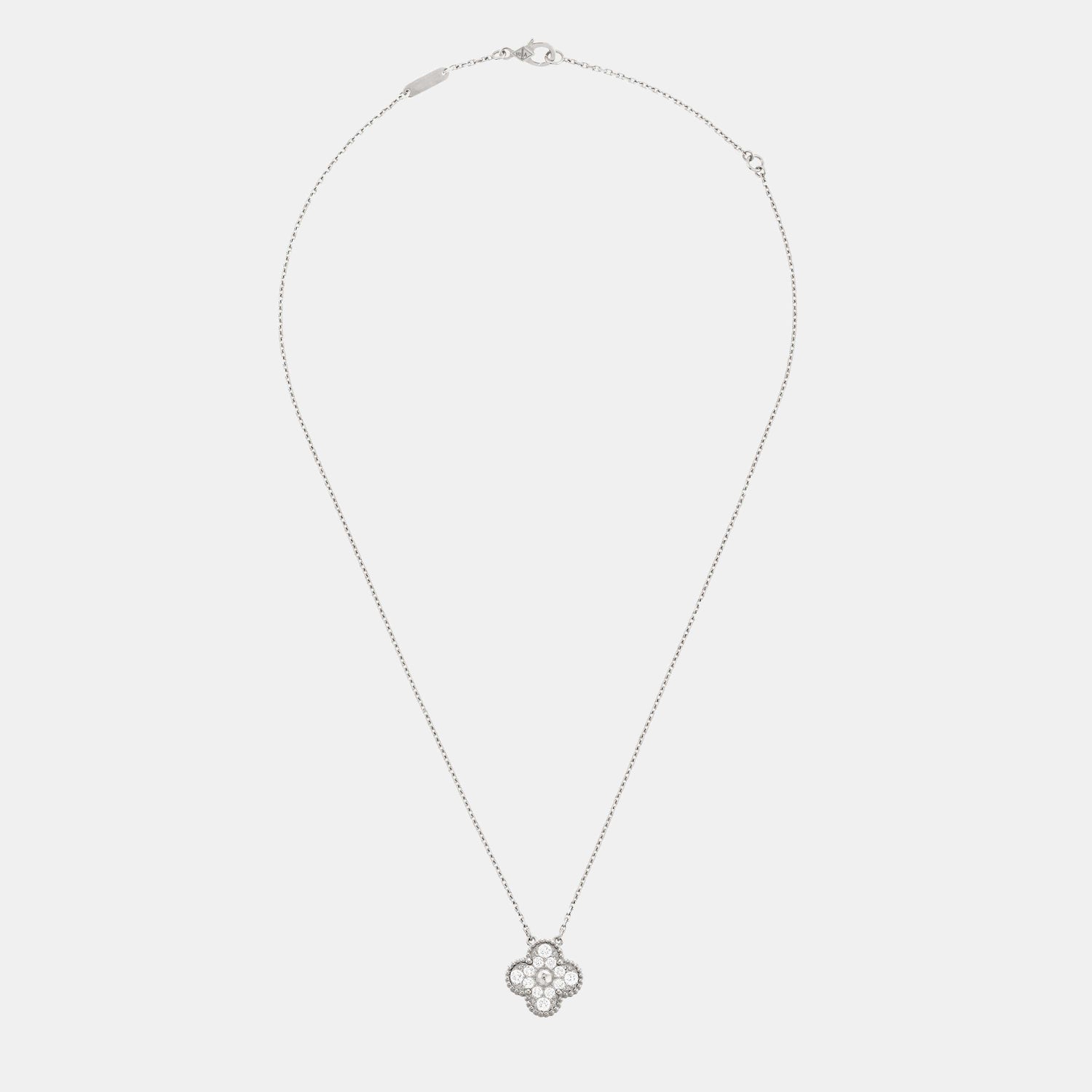 Pendentif Vintage Alhambra Or blanc Diamant 0.48ct