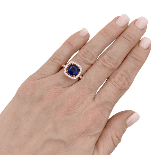 Bague 52 Bague en or jaune et blanc 18K avec saphir et diamants 58 Facettes 34433