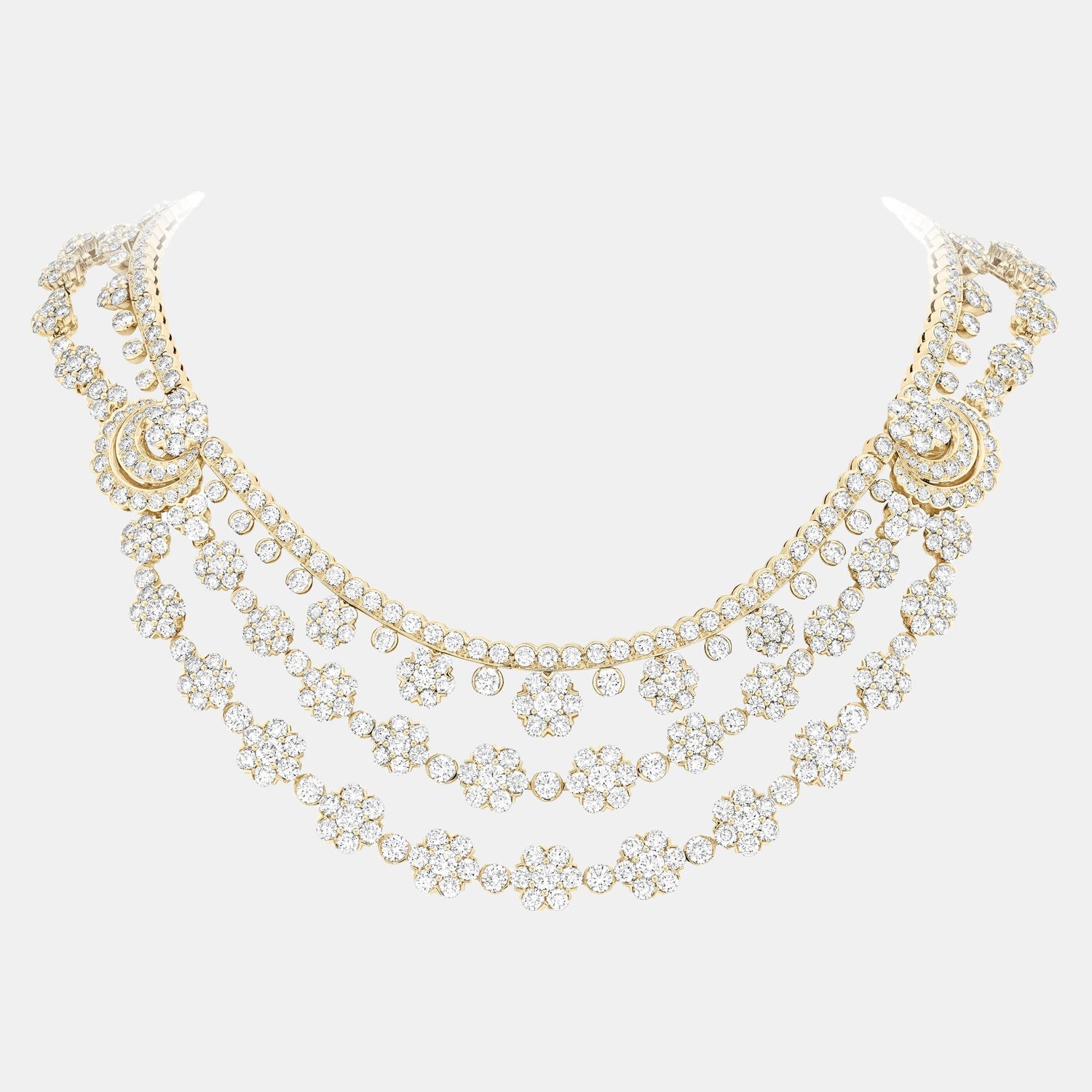 Collier Snowflake Or jaune Diamant 63.86ct