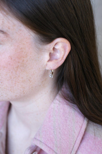 Minđuše Minđuše Naušnice na klapnu od žutog zlata 18kt, Platinum i dijamanti 0,30 ct 58 Facettes