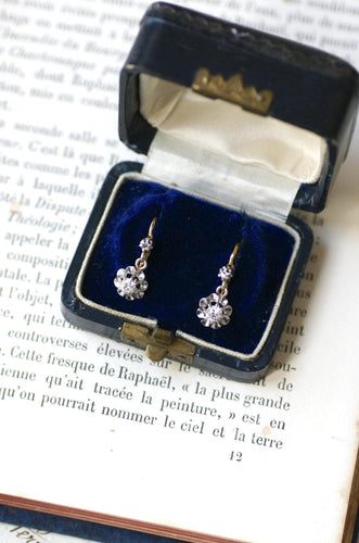 Minđuše Minđuše Naušnice na klapnu od žutog zlata 18kt, Platinum i dijamanti 0,30 ct 58 Facettes