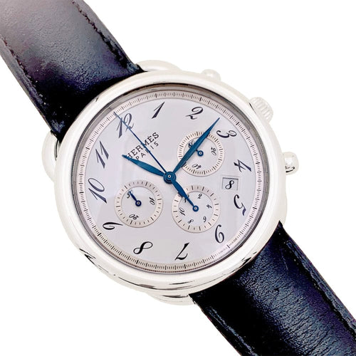 Montre Hermès Arceau Chronographe - Montre en acier sur cuir 58 Facettes 35226