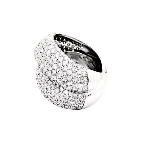 Bague 55 Bague cocktail pavée de diamants en or blanc 750 58 Facettes 35185