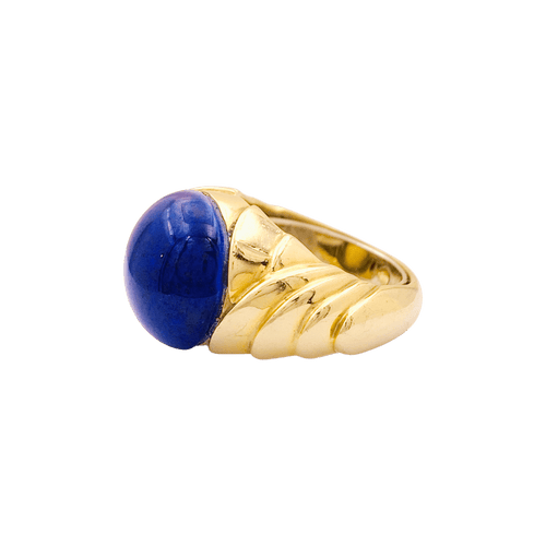 Bague 51 Bague dôme en or jaune 750 avec cabochon de lapis-lazuli 58 Facettes 34694
