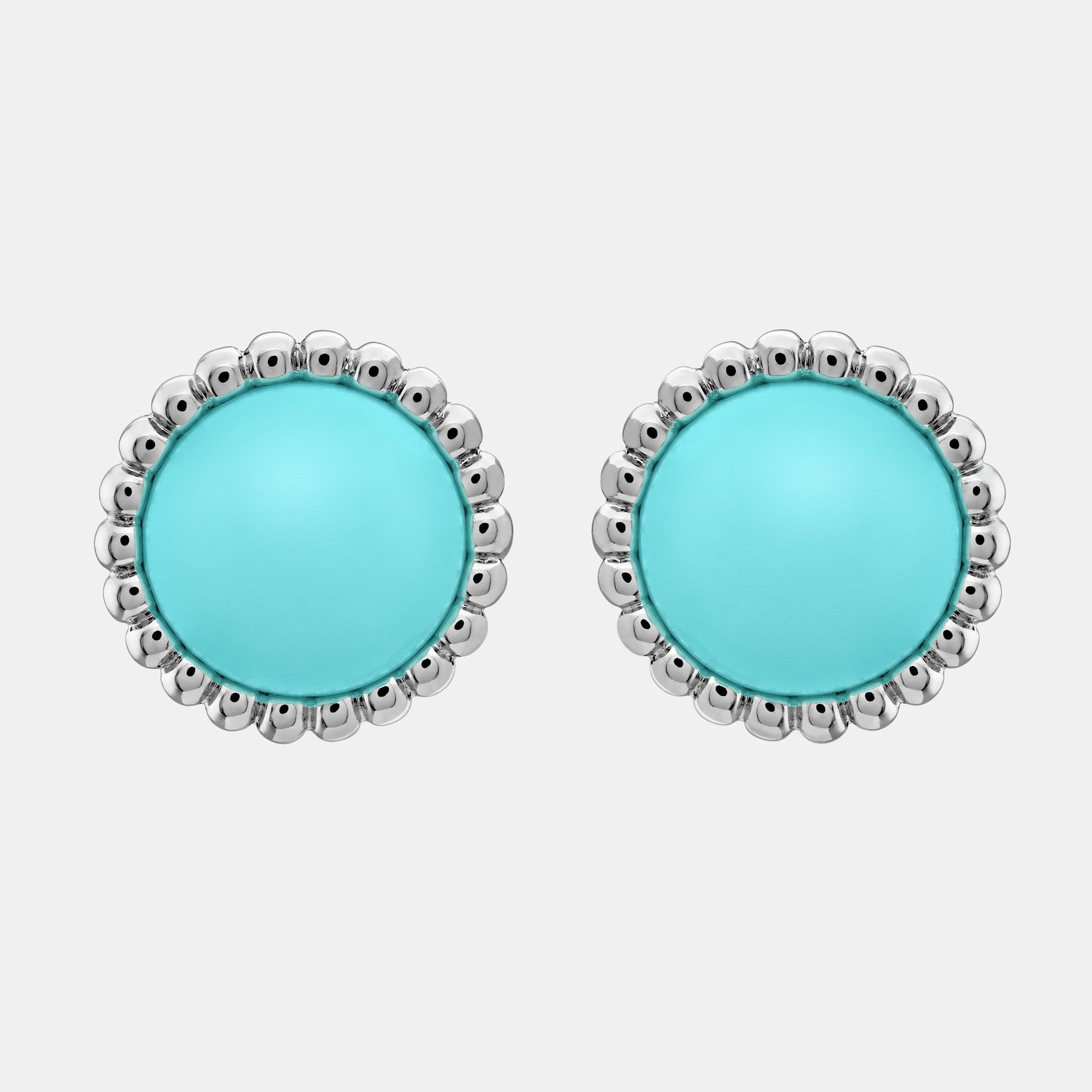 Boucles d'oreilles Perlée Or blanc Turquoise 