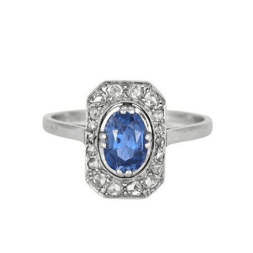 Bague 53 Bague Art Déco Platine Saphir et Diamants 58 Facettes DV6775-1