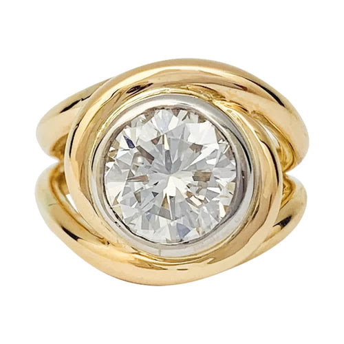 Bague 50 Bague astragale entrelacée bicolore en or 750 avec diamant 2,78 ct 58 Facettes 31786