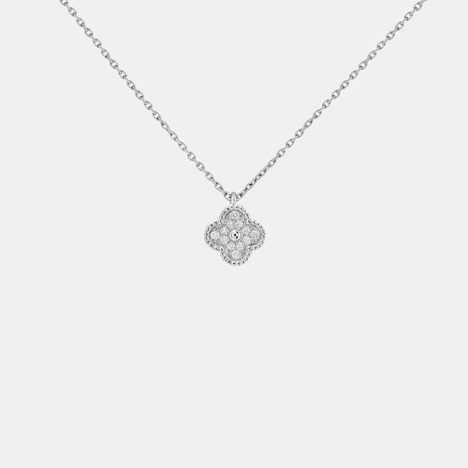 Pendentif Sweet Alhambra Or blanc Diamant 0.08ct