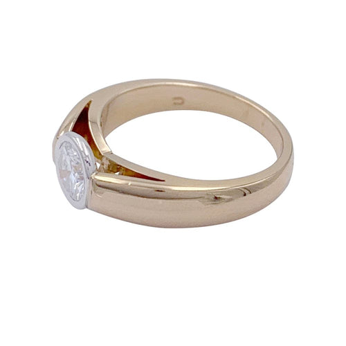 Bague 54 Bague solitaire en or jaune et platine avec diamant 58 Facettes 32407