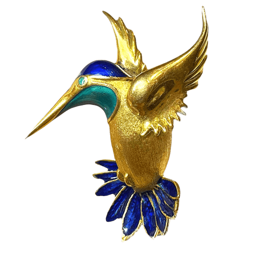 Broche Broche Colibri Naturaliste or jaune 58 Facettes