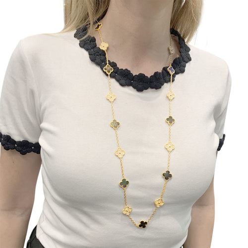 Collier Van Cleef & Arpels Vintage Alhambra - Sautoir en or rose nacre et diamants 58 Facettes 35305