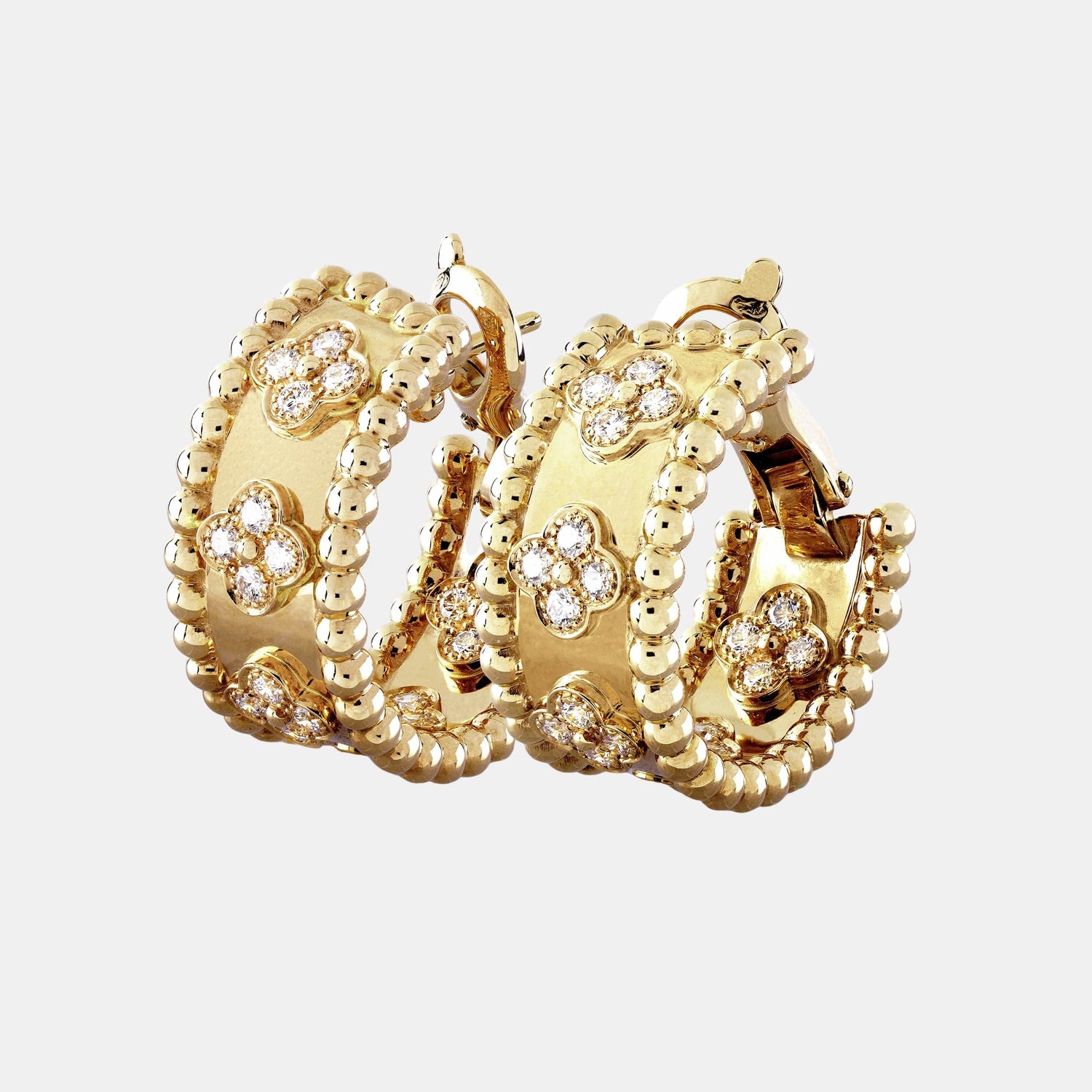 Boucles d'oreilles Perlée Or jaune Diamant 0.62ct