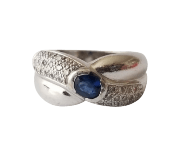 53 Bague or blanc saphir diamants 58 Facettes