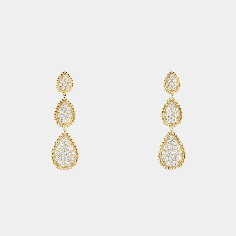 Boucles d'oreilles Serpent Bohème Or jaune Diamant 2.6ct Motif XS, S et M