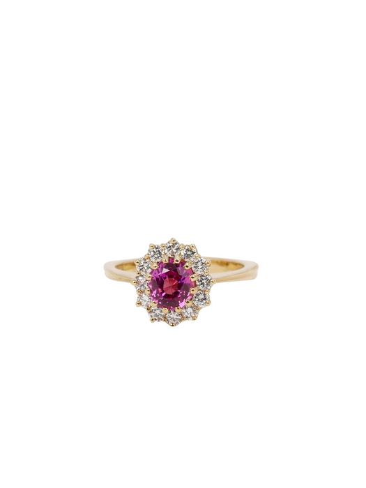 Rosa Saphir-Gänseblümchen-Ring
