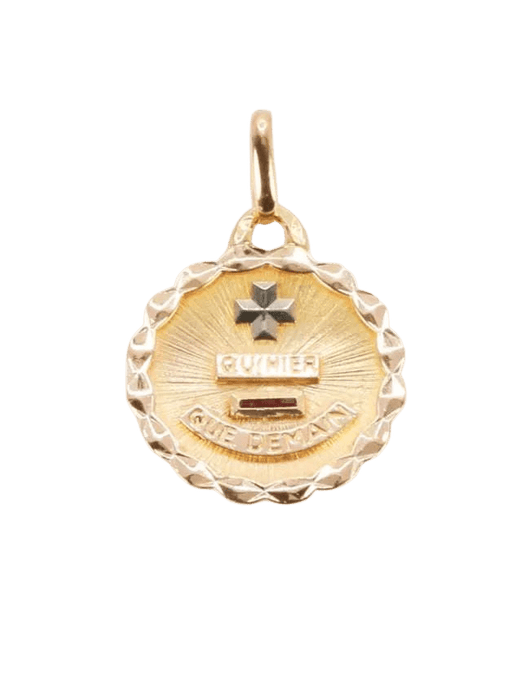 Pendentif AUGIS - Médaille amour ronde Plus qu'hier moins que demain or jaune rubis motif ovale 58 Facettes J519