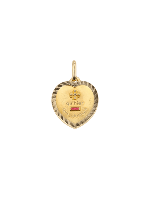 Pendentif AUGIS - Médaille amour coeur or jaune diamant rubis 58 Facettes J509