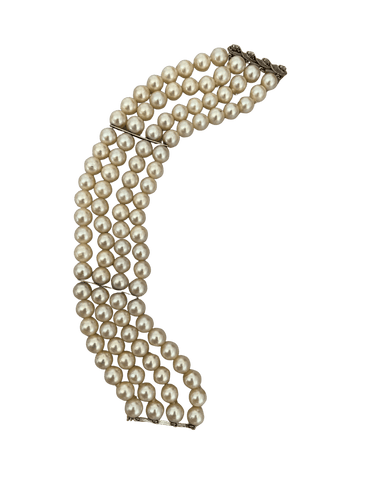 Bracelet Bracelet 3 Rangs Perles Fermoir Or Gris Diamants 58 Facettes LOT 6172