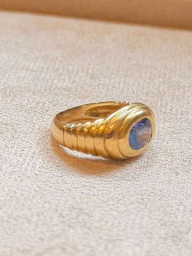 Bague 46 Chevalière - Bague jonc en or jaune saphir de Ceylan 58 Facettes gym