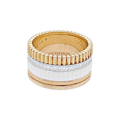 Bague 54 Boucheron Quatre White Édition - Bague en or jaune, blanc et rose, diamants 58 Facettes 34976