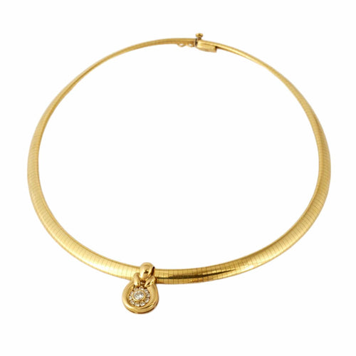 Collier Collier maille Omega en or jaune et diamants, perle et saphir 58 Facettes BO/220120 NSS