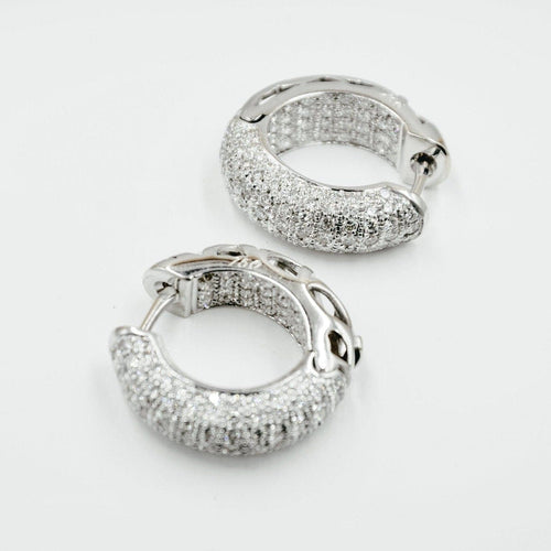 Kreol minđuše od belog zlata 18 karata sa dijamantima 58 Facettes 881