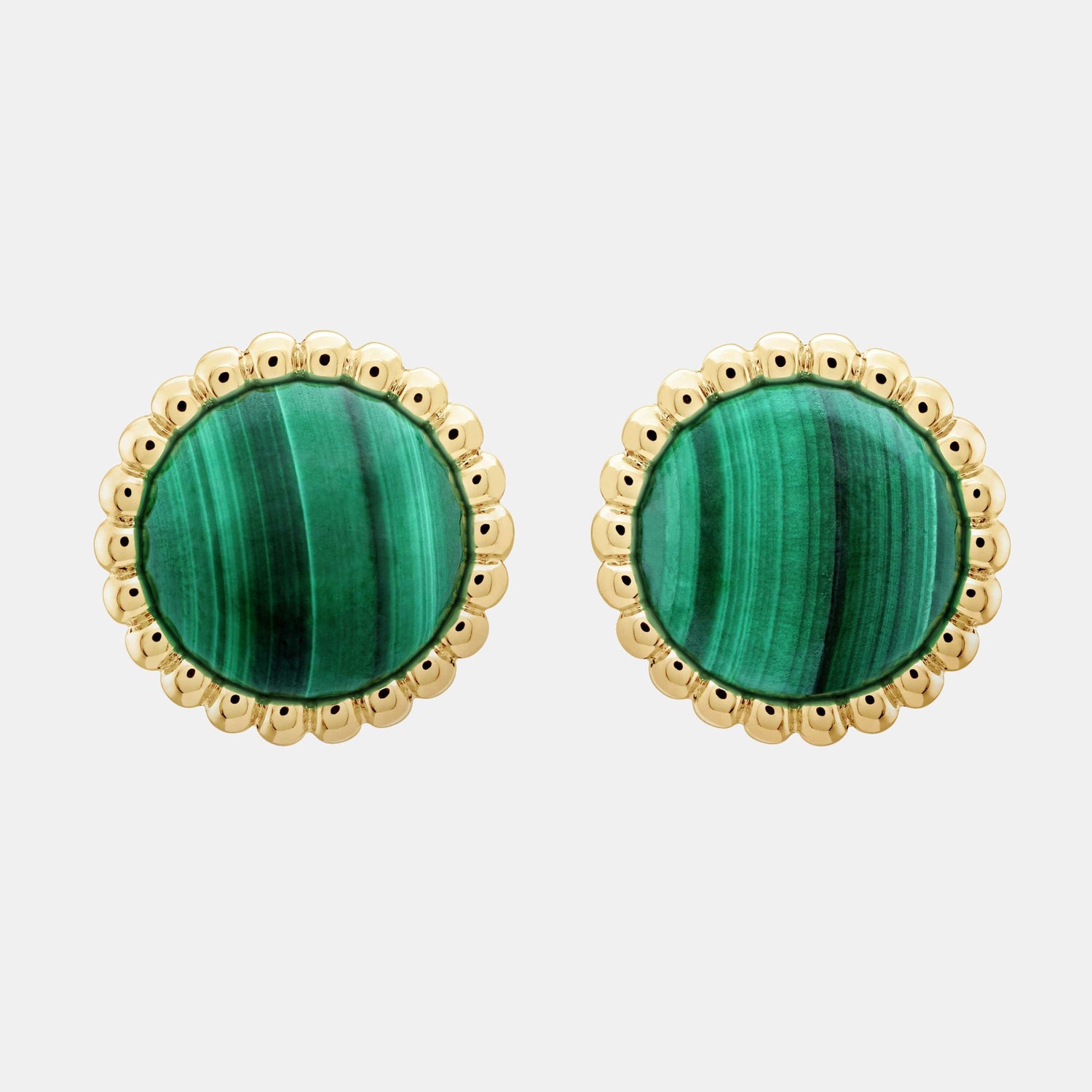 Boucles d'oreilles Perlée Or jaune Malachite 