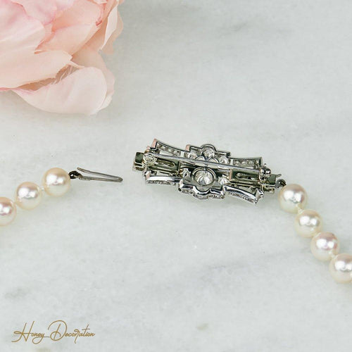 Collar Art Deco - Broche con cadena de perlas en oro blanco de 14K y diamantes 58 Facettes 2151