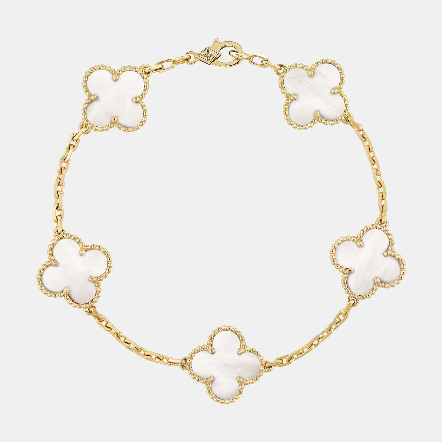 Bracelet Vintage Alhambra Or jaune Perle 5 motifs