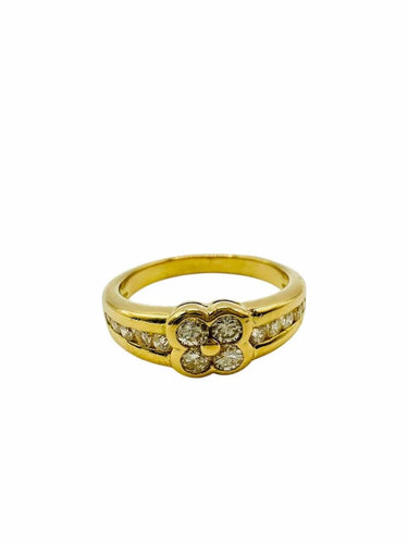 Bague 53 Bague fleur en or jaune 18 carats et diamants 58 Facettes
