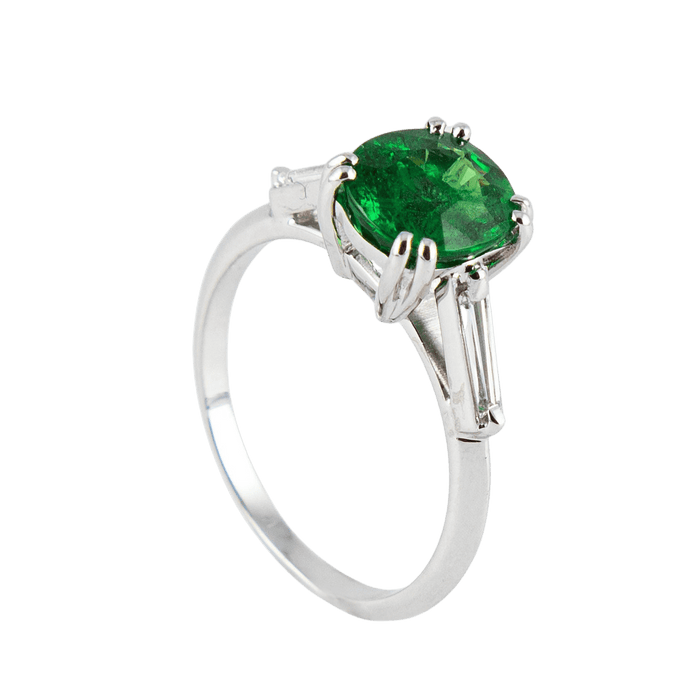 Bague 50.5 Bague or gris sertie d’un grenat tsavorite et diamants 58 Facettes 196348