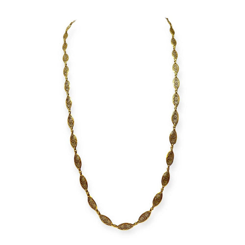 Collier Sautoir filigrané à motifs ovales en or jaune 750 58 Facettes 330093343