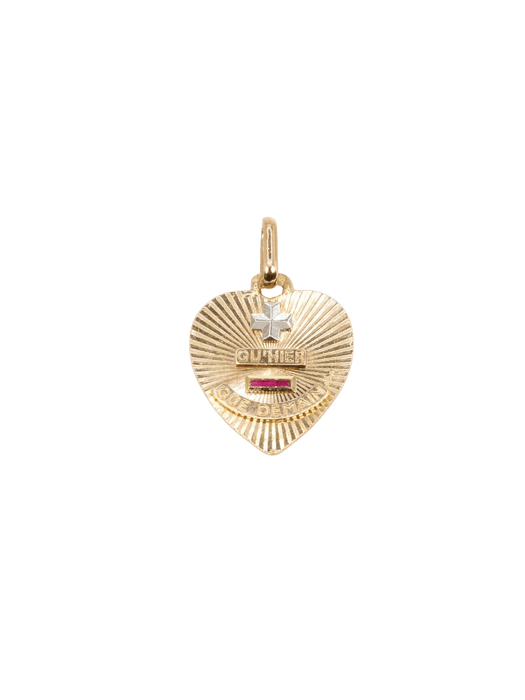 Pendentif AUGIS - Médaille amour coeur strié or jaune rubis 58 Facettes J493