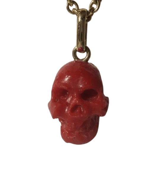 Pendentif Pendentif XIXe Memento Mori crâne corail 58 Facettes