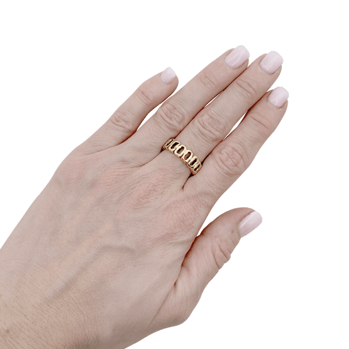 Bague 54 Bague vintage brutaliste ajourée en or jaune 18 carats 58 Facettes 34422
