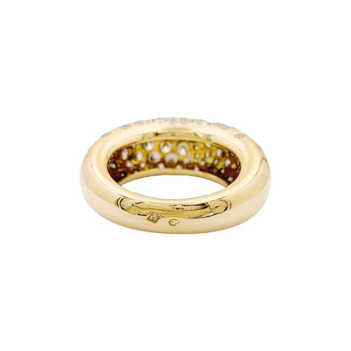 Bague 53 Chaumet Grains de Caviar - Bague jonc en or jaune et diamants 58 Facettes 34895