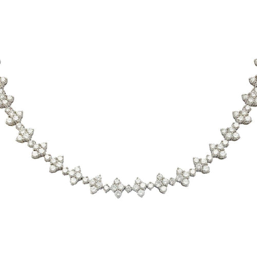 Collier Collier fleurettes en or blanc 750 et diamants 58 Facettes 31829