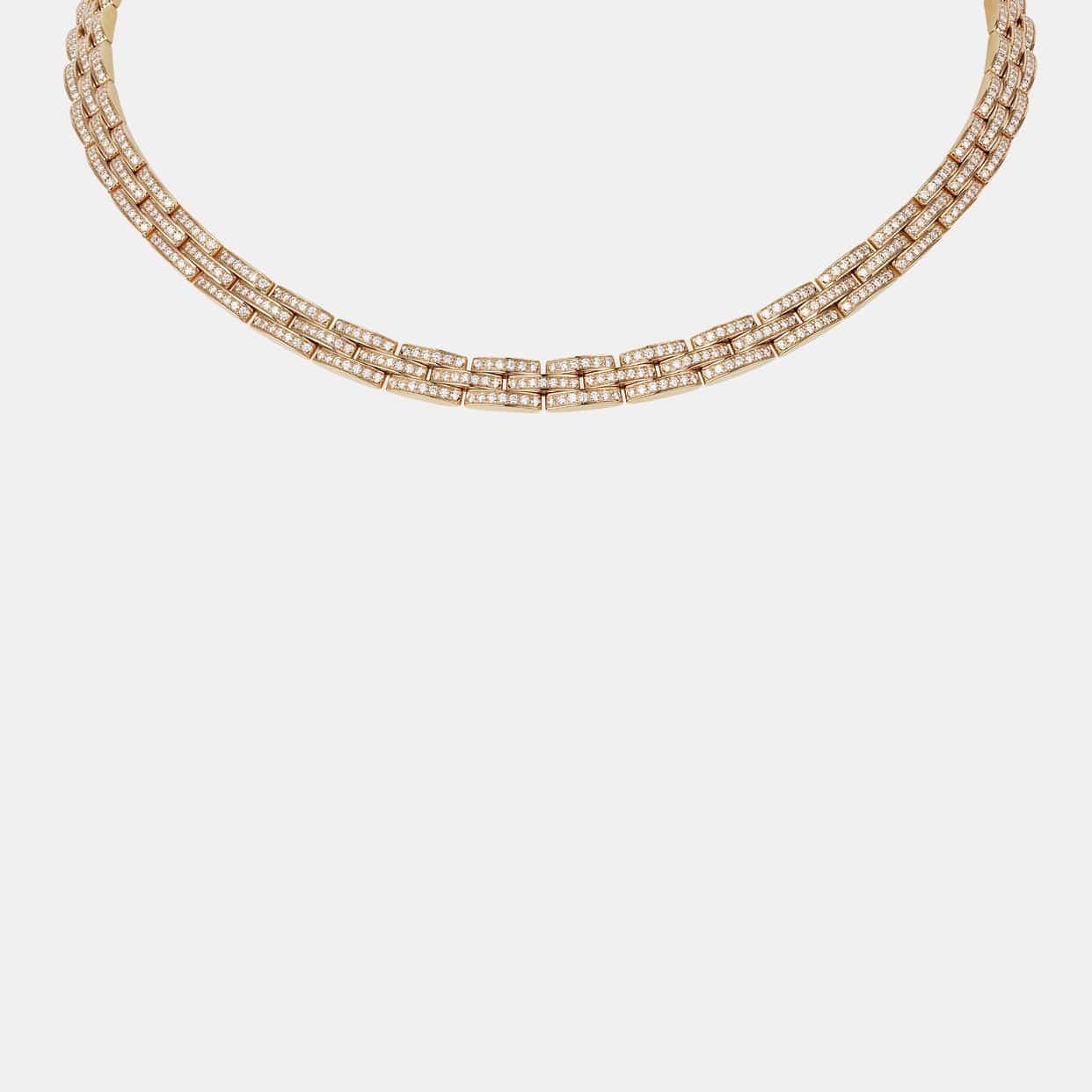 Collier Maillon Panthère, trois rangs, pavé