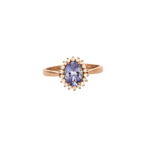 Bague 56 Marguerite or rose tanzanite diamants 58 Facettes