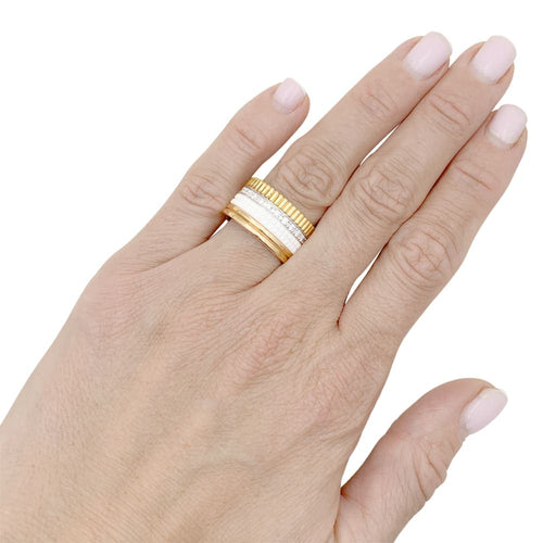 Bague 54 Boucheron Quatre White Édition - Bague en or jaune, blanc et rose, diamants 58 Facettes 34976