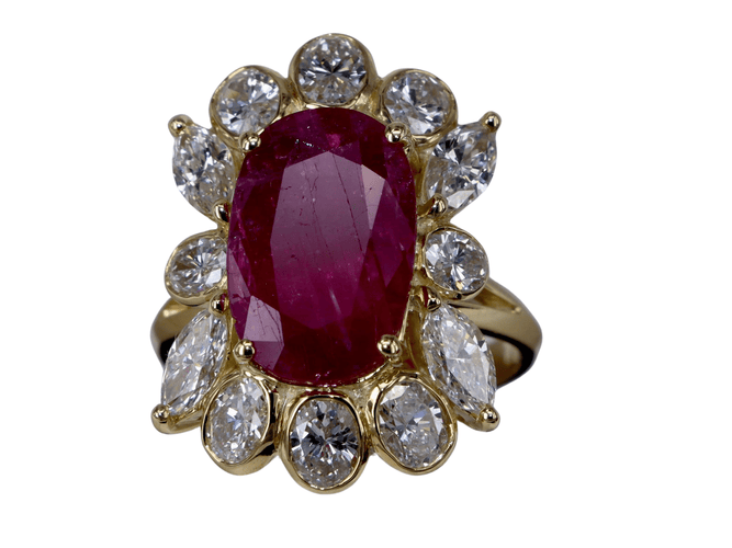 Bague Bague Ovale Rubis et Diamants en or jaune 58 Facettes BA-112