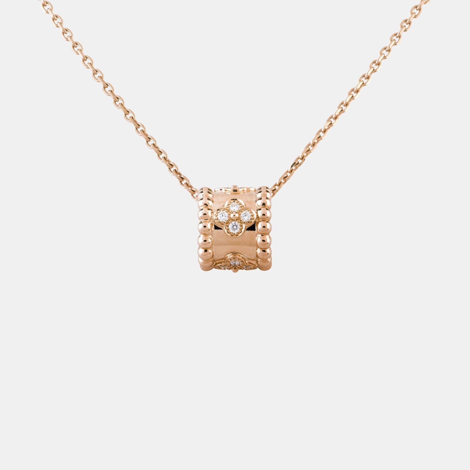 Pendentif Perlée Or rose Diamant 0.19ct