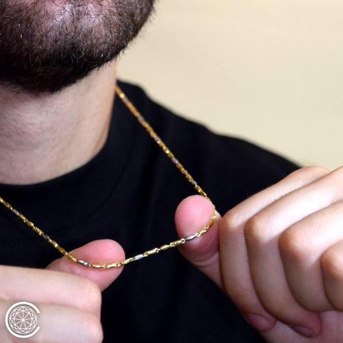 Necklace - 18k two-tone gold tubular chain, 60 cm 58 Facettes HF00GB16D0ACE