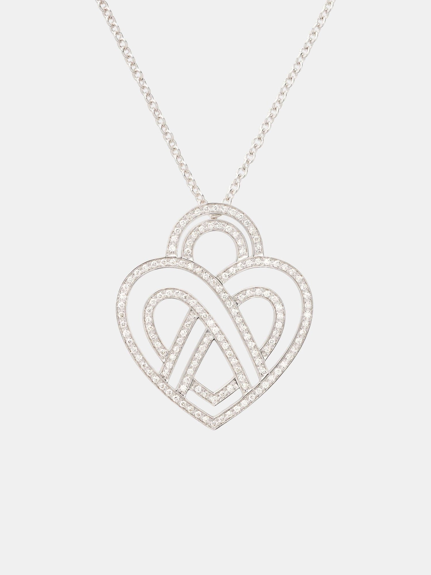 Collier Coeur Entrelacé Or blanc Diamant 0.6ct