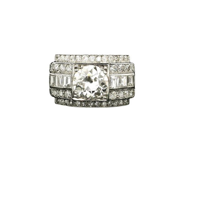 Platina en diamanten ring circa 1940