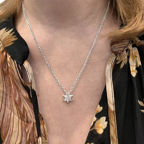 Pendentif Pendentif étoile en or blanc 750 serti de diamants 58 Facettes 25733