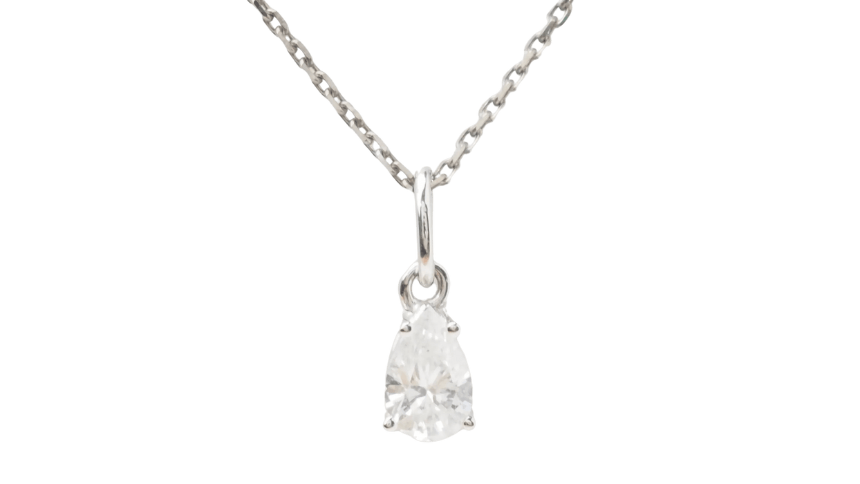 Collier Collier solitaire or blanc diamant poire 58 Facettes 32702