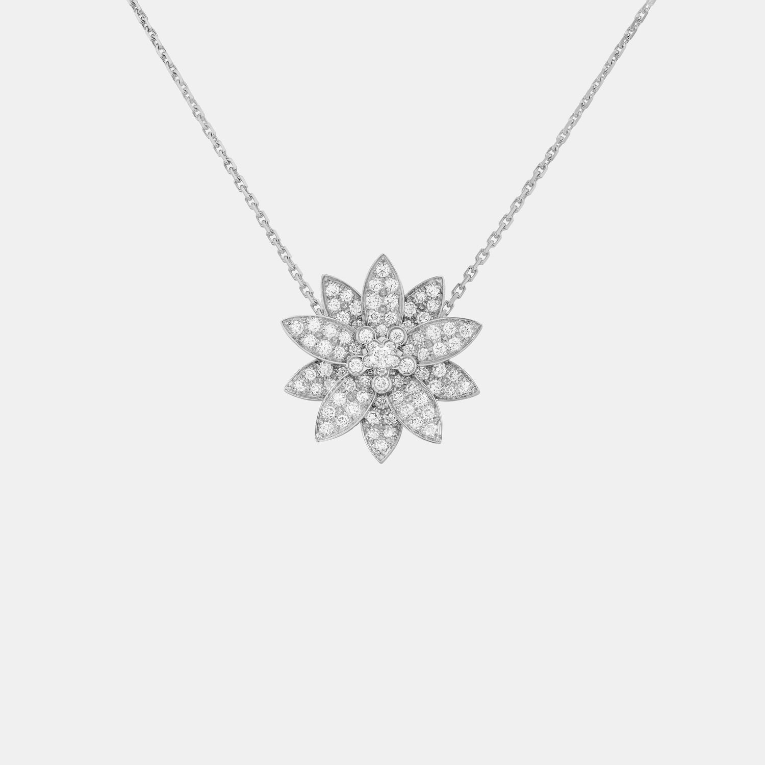 Pendentif Lotus Or blanc Diamant 1.65ct